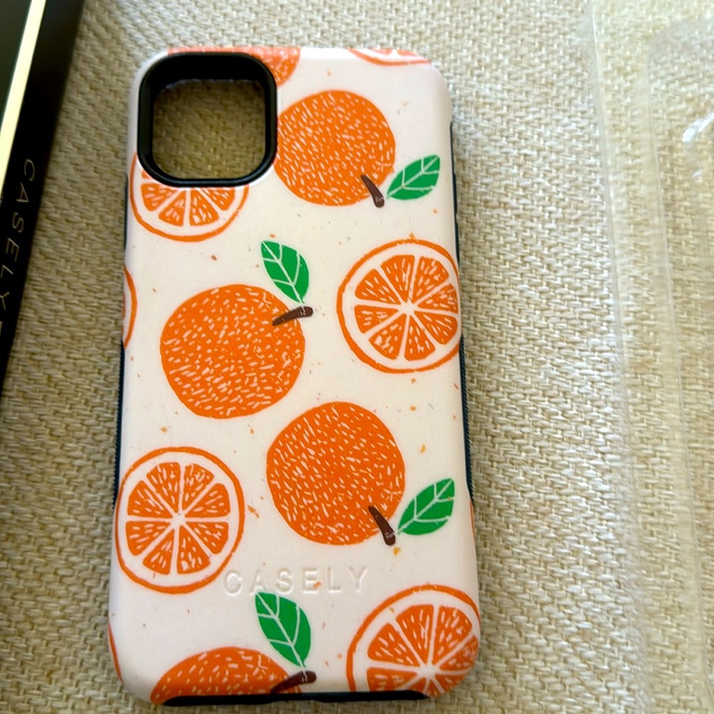 Casely Orange Pattern iPhone Case - White & Orange